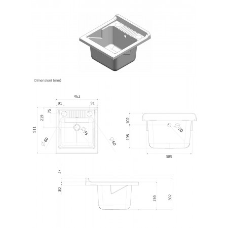 Mobile Lavatoio con Anta in Legno Nobilitato Design Moderno | Bricoshop24