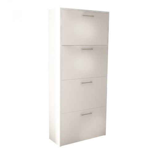 Scarpiera Bianca Slim a 4 Ante Ribalta Doppie Porta Scarpe Salvaspazio
