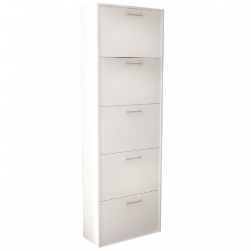 Scarpiera 5 Ante in Legno Design Slim per Entrata Salvaspazio Legno Bianco