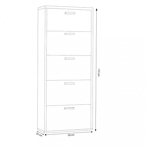 Scarpiera Design Slim Moderno Olmo in Legno 5 Ante Salvaspazio in Legno