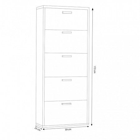 Scarpiera Design Slim Moderno Olmo in Legno 5 Ante Salvaspazio in Legno