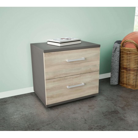 Mobile Comodino Salvaspazio per Camera con Due Cassetti Grigio | Bricoshop24
