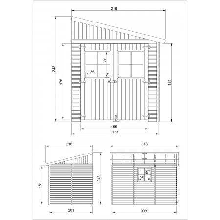 Casetta da Giardino  in Legno 3x2 Addossata 4 Pareti a Pannelli 17 mm