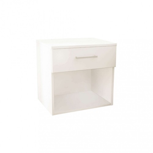 Comodino in Legno Bianco per Camera Cameretta Salvaspazio con Cassetto
