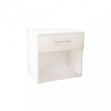 Comodino in Legno Bianco per Camera Cameretta Salvaspazio con Cassetto