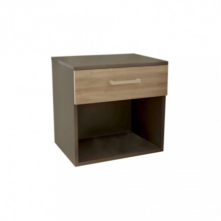 Mobile Comodino in Legno con Cassetto Grigio Olmo per Camera da Letto