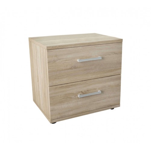 Comodino 2 Cassetti Quercia Piccolo Salvaspazio Camera da Letto Moderno