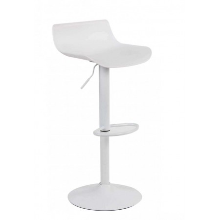 Sgabello Alto in Plastica Bianco da Bar con Schienale Design Moderno