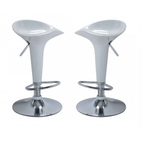 2 Sgabelli Alti Bianchi da Cucina Design Moderni Seduta in Plastica
