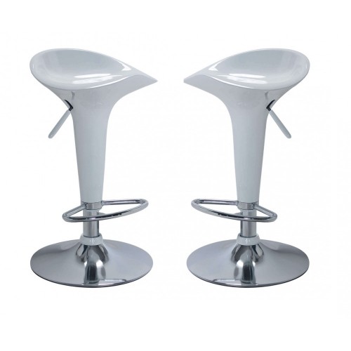 2 Sgabelli Alti Bianchi da Cucina Design Moderni Seduta in Plastica