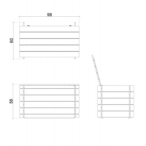 Cassapanca Contenitore Baule in Legno 100 cm Multiuso con Coperchio