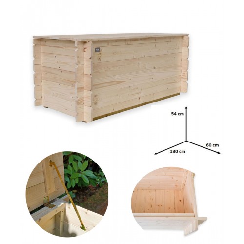 Cassapanca Baule in Legno 130 cm Contenitore Multiuso con Coperchio