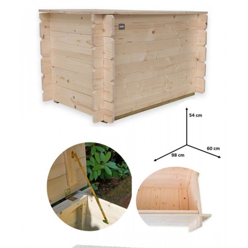 Cassapanca Contenitore Baule in Legno 100 cm Multiuso con Coperchio