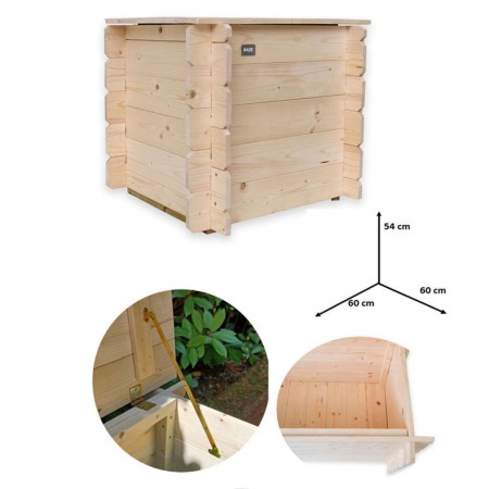 Cassapanca in Legno 60x60 Contenitore Baule Multiuso con Coperchio