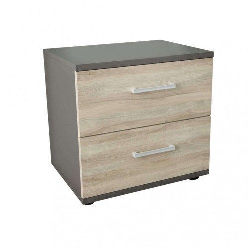 Mobile Comodino con 2 Cassetti Grigio Olmo Camera da Letto Design