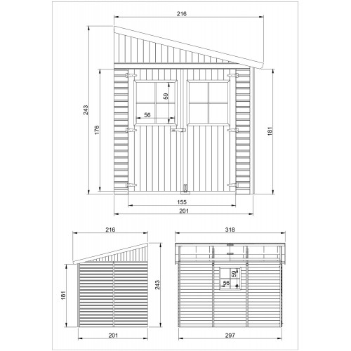 Casetta in Legno da Giardino 3x2 Addossata 3 Pareti 17mm con Pavimento