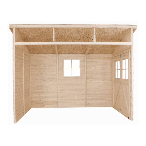 Casetta in Legno da Giardino 3x2 Addossata 3 Pareti 17mm con Pavimento