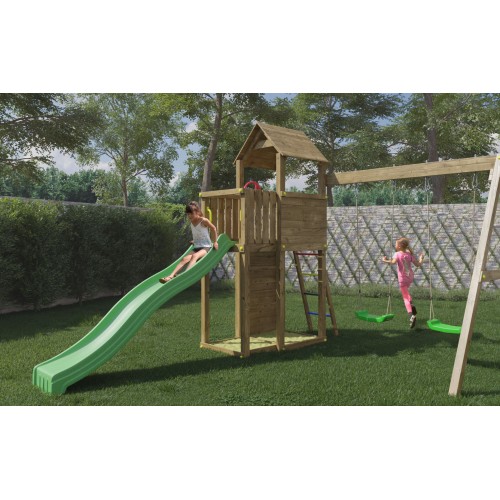 Parco Giochi in Legno per Bimbi da Giardino Altalena Scivolo Arrampicata