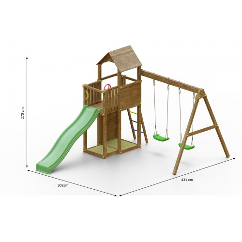 Parco Giochi in Legno per Bimbi da Giardino Altalena Scivolo Arrampicata
