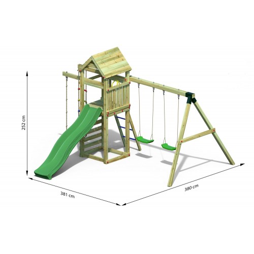 Parco Giochi Bimbi da Giardino in Legno Torretta Altalena Scivolo Corda