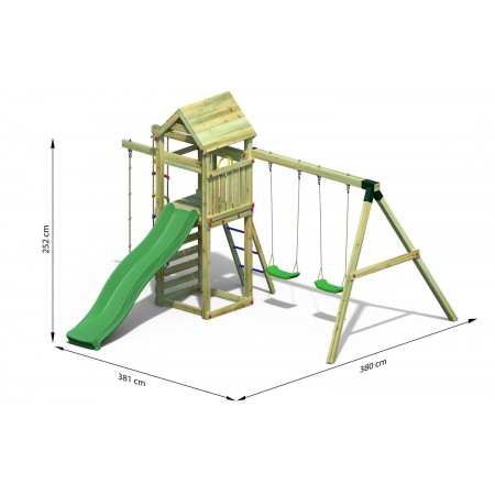 Parco Giochi Bimbi da Giardino in Legno Torretta Altalena Scivolo Corda