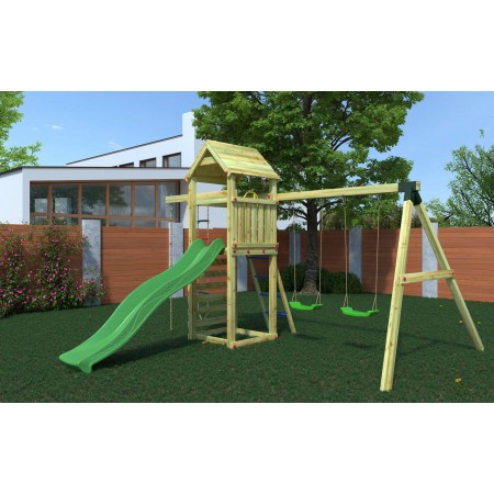 Parco Giochi Bimbi da Giardino in Legno Torretta Altalena Scivolo Corda