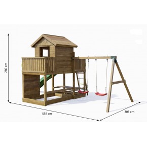 Parco Giochi Giardino in Legno per Bimbi con Altalena Scivolo Torretta 2