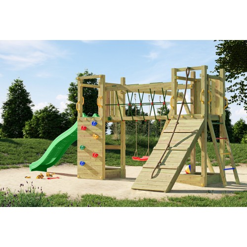 Parco Giochi Giardino per Bimbi Ponte Altalena Scivolo Arrampicata Legno