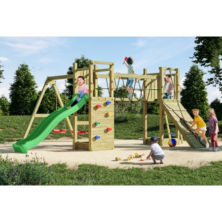 Parco Giochi Giardino per Bimbi Ponte Altalena Scivolo Arrampicata Legno