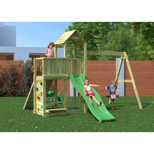 Parco Giochi in Legno per Bambini Altalena Scivolo Rampa Tavolino