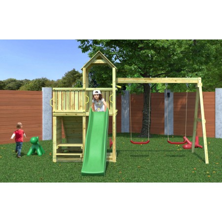 Parco Giochi in Legno per Bambini Altalena Scivolo Rampa Tavolino