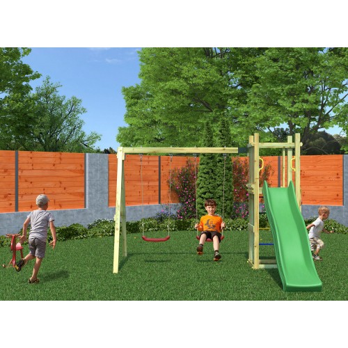 Parco Giochi Torretta per Bimbi da Giardino in Legno Scivolo Altalena