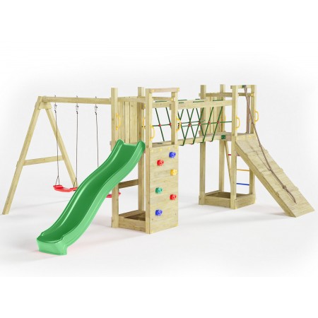 Parco Giochi Giardino per Bimbi Ponte Altalena Scivolo Arrampicata Legno