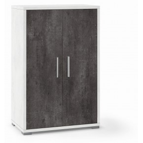 Armadio 2 Ante Ossido Bianco Nero Credenza Multiuso con Ripiani Mobile