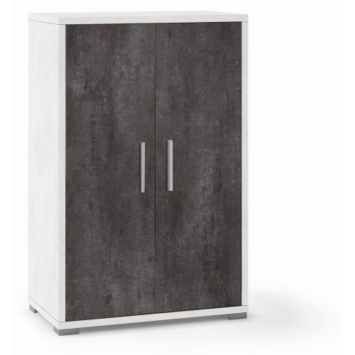 Armadio 2 Ante Ossido Bianco Nero Credenza Multiuso con Ripiani Mobile