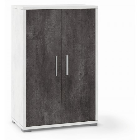 Armadio 2 Ante Ossido Bianco Nero Credenza Multiuso con Ripiani Mobile