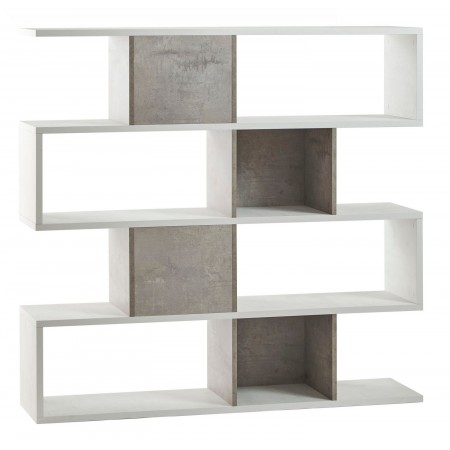 Libreria Modulare Cemento Bianco Moderna Mensole Scaffale Ufficio Studio