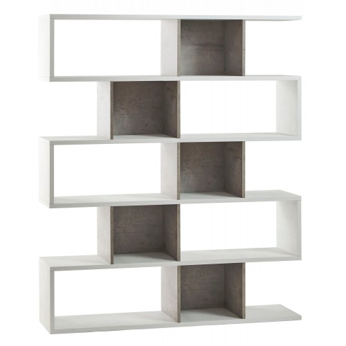Libreria Modulare Cemento Bianco Giorno Moderna Mensole Scaffale Ufficio