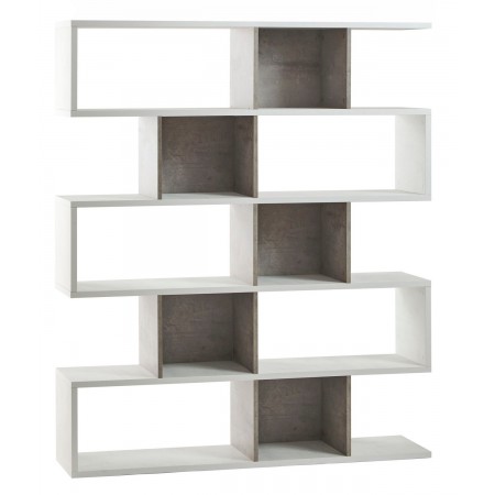 Libreria Modulare Cemento Bianco Giorno Moderna Mensole Scaffale Ufficio