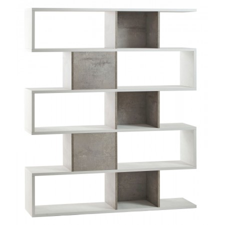 Libreria Modulare Cemento Bianco Giorno Moderna Mensole Scaffale Ufficio