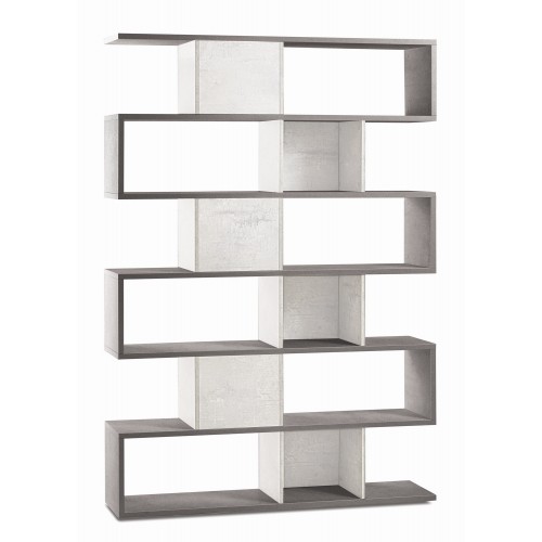 Libreria Modulare Geometrica Cemento Bianco Moderna Scaffale in Legno