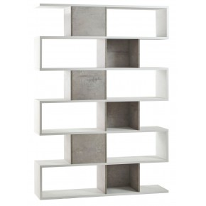 Libreria Modulare Geometrica in Legno Bianco Cemento Moderna Scaffale 2