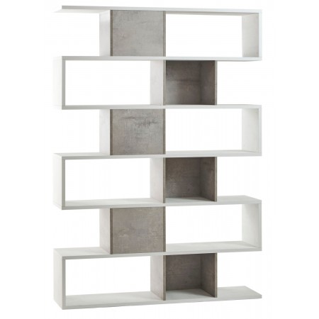 Libreria Modulare Geometrica in Legno Bianco Cemento Moderna Scaffale