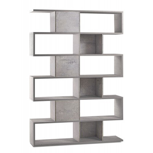 Libreria Modulare Geometrica Cemento Legno Moderna Scaffale a Giorno
