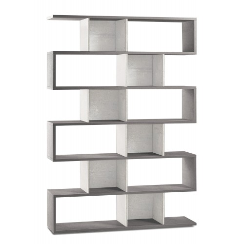Libreria Modulare Geometrica Cemento Bianco Moderna Scaffale in Legno