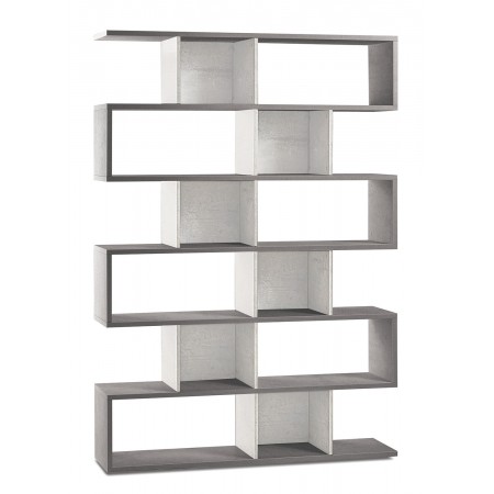 Libreria Modulare Geometrica Cemento Bianco Moderna Scaffale in Legno