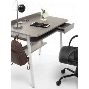 Scrivania con Cassetto in Legno Grigio Porta PC Postazione Workstation 2