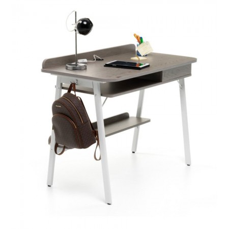 Scrivania con Cassetto in Legno Grigio Porta PC Postazione Workstation