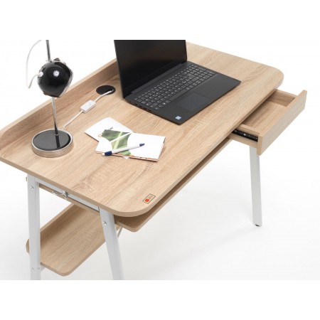 Scrivania in Legno con Cassetto Rovere Porta PC Salvaspazio Scrittoio