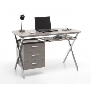 Scrivania con Cassettiera in Legno Grigia 120 Scrittoio Smart Working